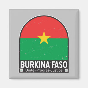 Burkina Faso Flag Emblem Distressed Vintage Magnet