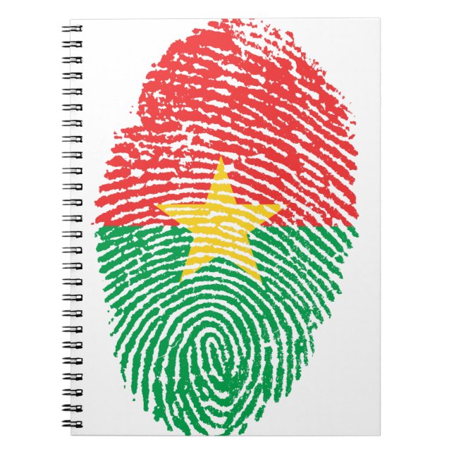 Burkina Faso Flag Fingerprint Country Pride Notebook (Front)