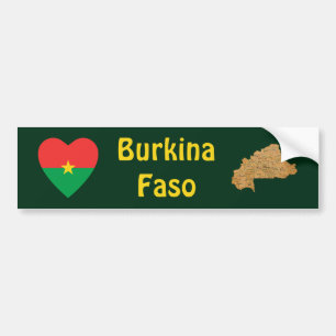 Burkina Faso Flag Heart + Map Bumper Sticker