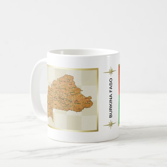Burkina Faso Flag + Map Mug (Front Left)