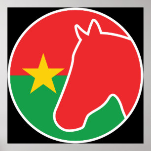 Burkina Faso Horse Burkinabe National Animal Flag Poster
