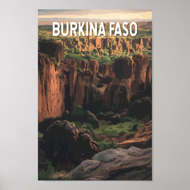 Burkina Faso Illustration Travel Art Vintage Poster (Front)