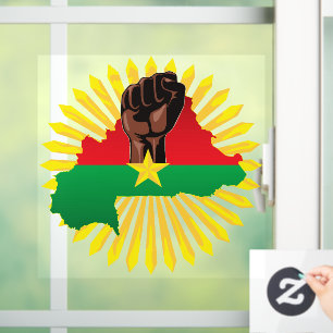 Burkina Faso Map, Flag and Revolution Fist