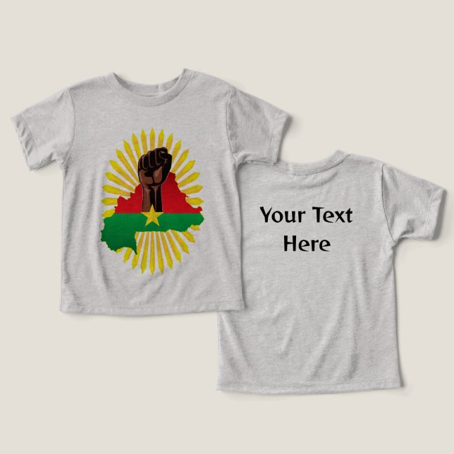 Burkina Faso Map, Flag and Revolution Fist (Design Front & Back)
