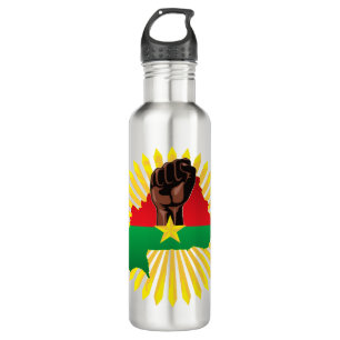 Burkina Faso Map, Flag and Revolution Fist 710 Ml Water Bottle
