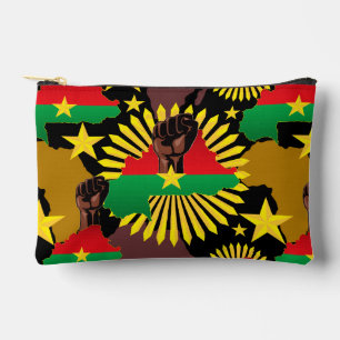 Burkina Faso Map, Flag and Revolution Fist Accessory Pouch