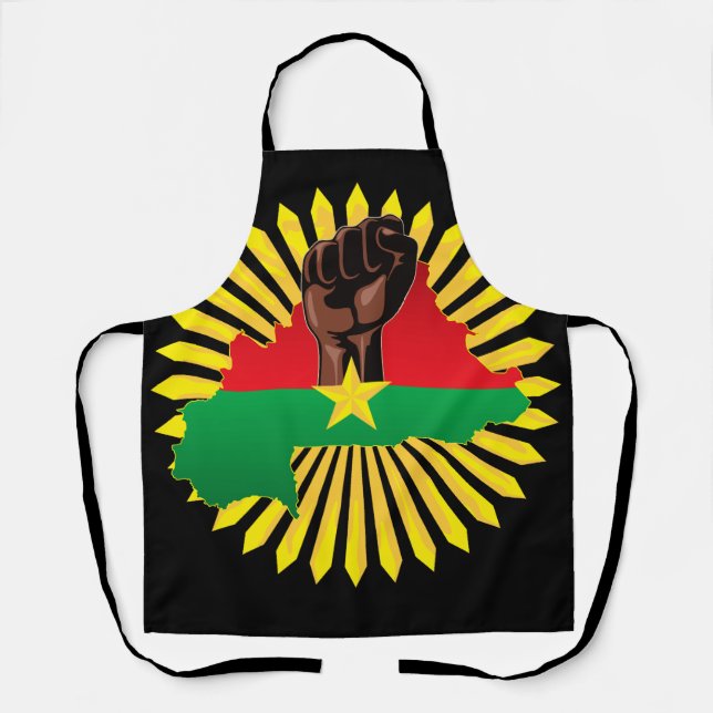 Burkina Faso Map, Flag and Revolution Fist Apron (Front)