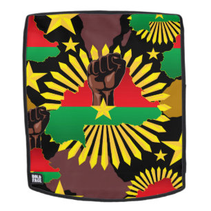 Burkina Faso Map, Flag and Revolution Fist Backpack
