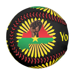 Burkina Faso Map, Flag and Revolution Fist Baseball