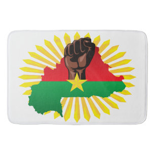 Burkina Faso Map, Flag and Revolution Fist Bath Mat