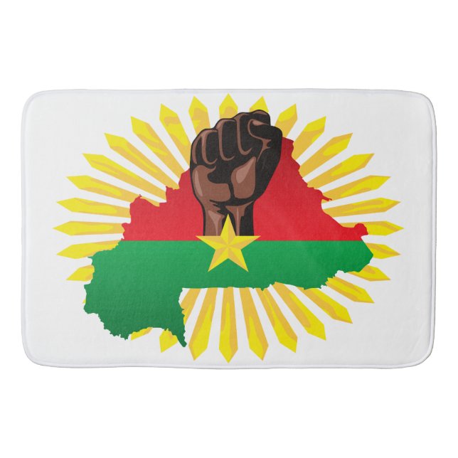 Burkina Faso Map, Flag and Revolution Fist Bath Mat (Front)