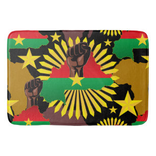 Burkina Faso Map, Flag and Revolution Fist Bath Mat