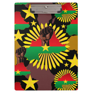 Burkina Faso Map, Flag and Revolution Fist Clipboard