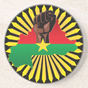 Burkina Faso Map, Flag and Revolution Fist Coaster