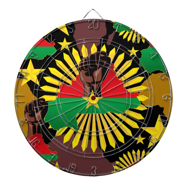 Burkina Faso Map, Flag and Revolution Fist Dartboard (Front)