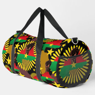 Burkina Faso Map, Flag and Revolution Fist Duffle Bag