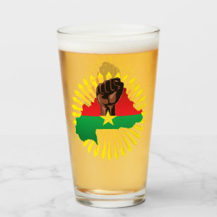 Burkina Faso Map, Flag and Revolution Fist Glass