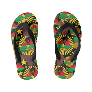 Burkina Faso Map, Flag and Revolution Fist Kid's Jandals