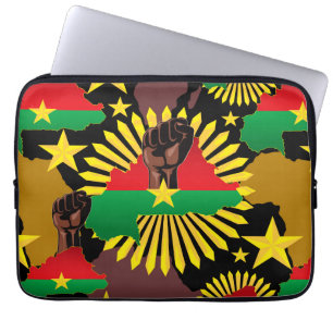 Burkina Faso Map, Flag and Revolution Fist Laptop Sleeve
