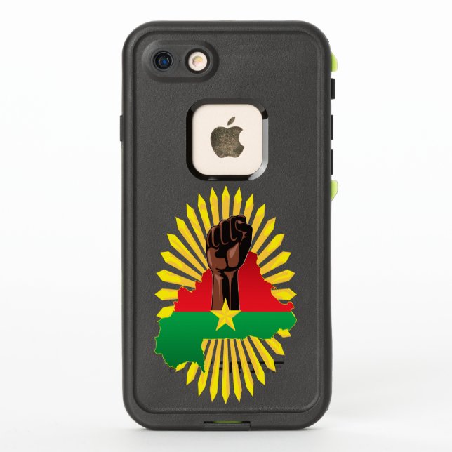 Burkina Faso Map, Flag and Revolution Fist LifeProof iPhone Case (Back)