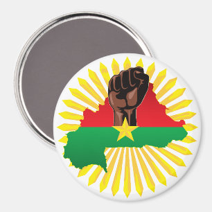 Burkina Faso Map, Flag and Revolution Fist Magnet