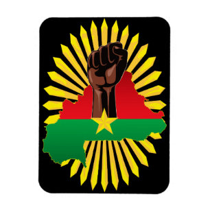Burkina Faso Map, Flag and Revolution Fist Magnet