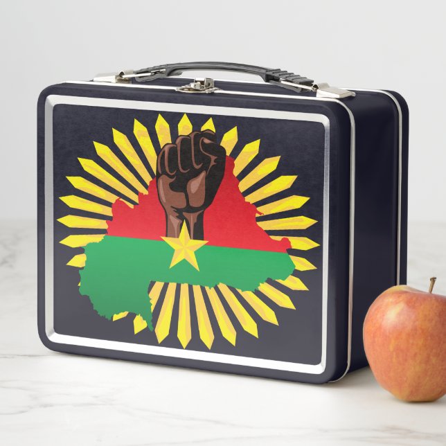Burkina Faso Map, Flag and Revolution Fist Metal Lunch Box (In Situ)