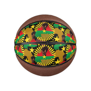 Burkina Faso Map, Flag and Revolution Fist Mini Basketball