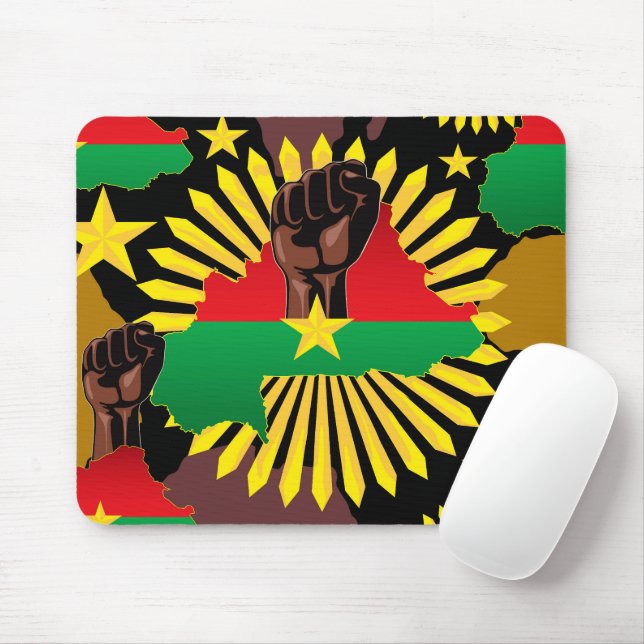 Burkina Faso Map, Flag and Revolution Fist Mouse Pad (With Mouse)