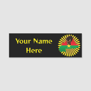Burkina Faso Map, Flag and Revolution Fist Name Tag