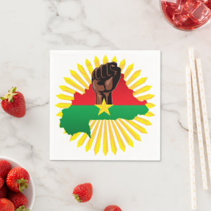 Burkina Faso Map, Flag and Revolution Fist Napkin