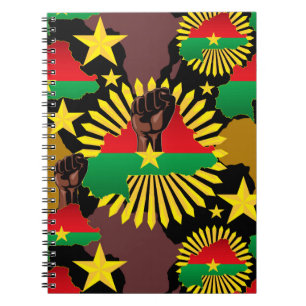 Burkina Faso Map, Flag and Revolution Fist Notebook