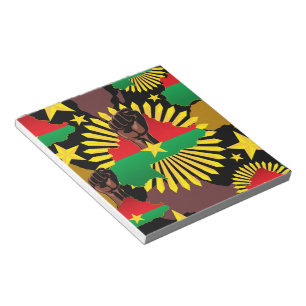 Burkina Faso Map, Flag and Revolution Fist Notepad