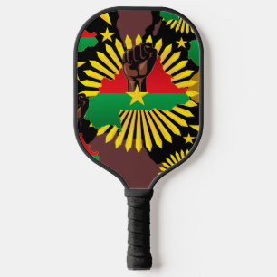 Burkina Faso Map, Flag and Revolution Fist Pickleball Paddle