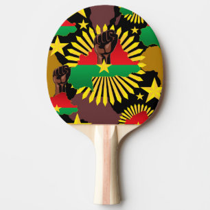 Burkina Faso Map, Flag and Revolution Fist Ping Pong Paddle