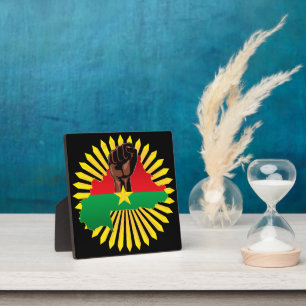 Burkina Faso Map, Flag and Revolution Fist Plaque