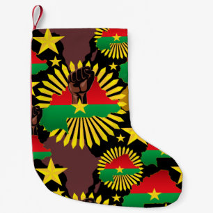Burkina Faso Map, Flag and Revolution Fist Small Christmas Stocking