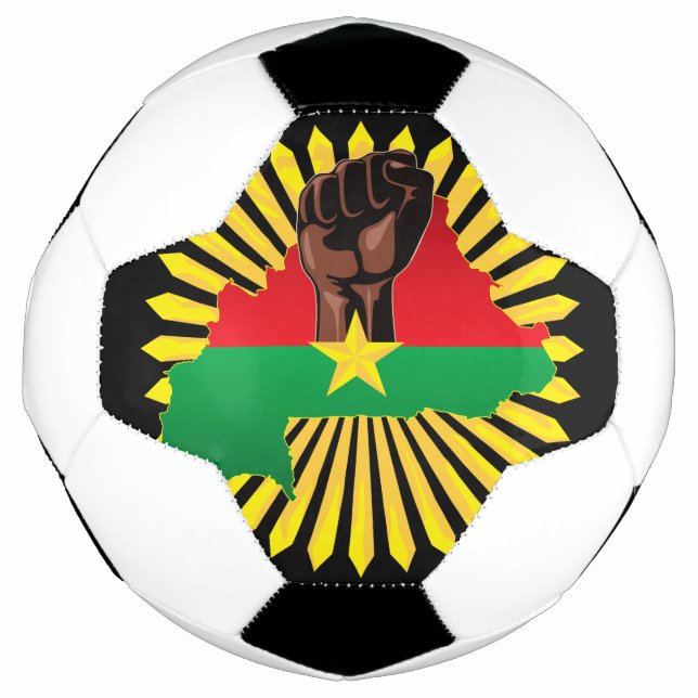 Burkina Faso Map, Flag and Revolution Fist Soccer Ball (Front)