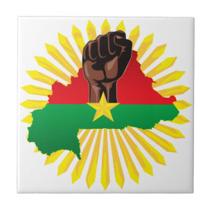 Burkina Faso Map, Flag and Revolution Fist Tile