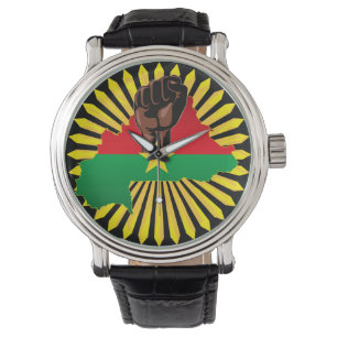 Burkina Faso Map, Flag and Revolution Fist Watch