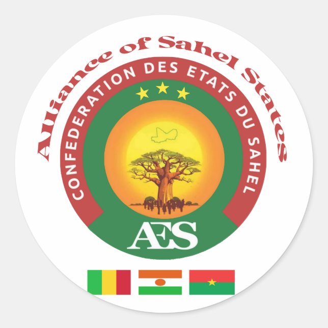 Burkina, Mali and Niger, Alliance of Sahel States Classic Round Sticker (Front)