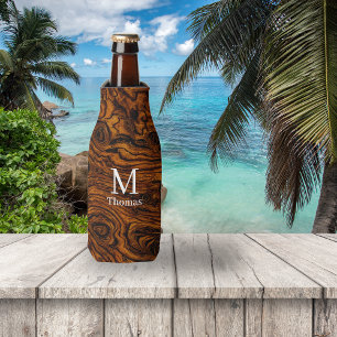 Burl Wood Monogrammed Bottle Cooler