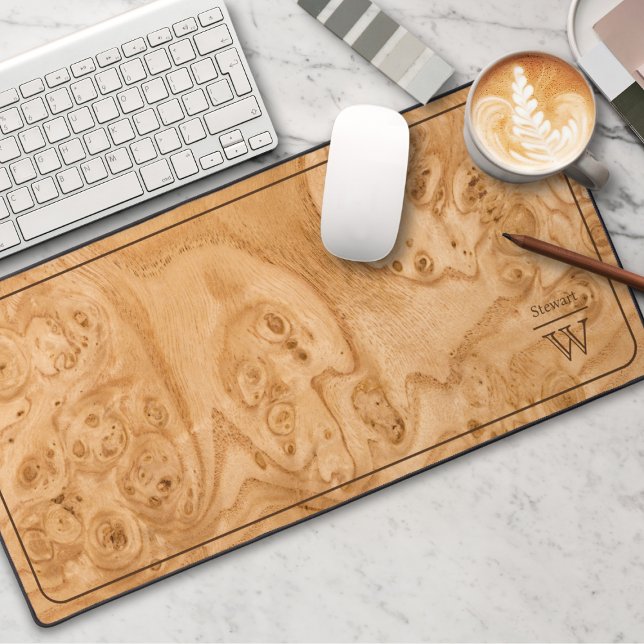Burl Wood Natural Monogram Desk Mat (Creator Uploaded)