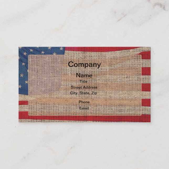 Burlap American Flag Business Card (Front)