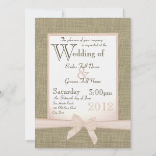 Burlap and Bow Blush Country Wedding Invitation