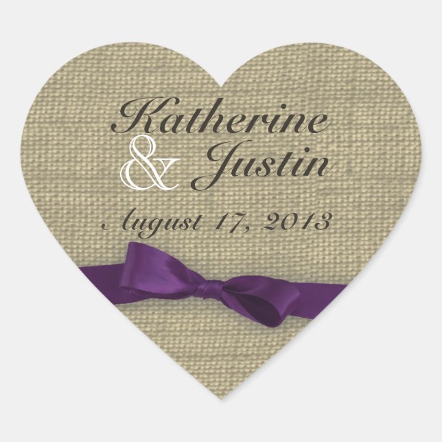 Burlap and Bow Heart Sticker (Front)