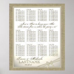 Burlap and Bow Look Wedding Guest Seating Chart