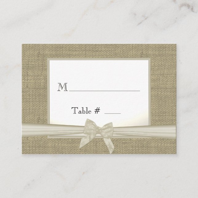 Burlap and Bow Seating Cards (Front)
