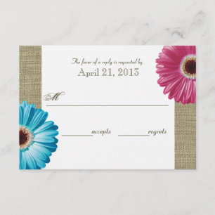 Burlap and Daisy Pink and Blue Response Card