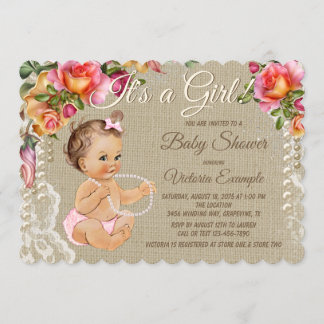 Burlap and Lace Baby Shower Invitations